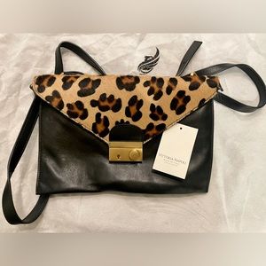 Vittoria Napoli. Italian leather animal print crossbody.